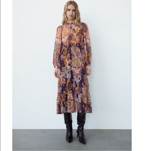 Zara brand new Multicolor Floral Midi Dress